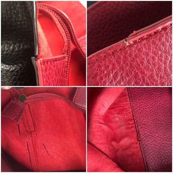 ESPE Red Black Textured Vegan Leather Tote Bag - Picture 4 of 8